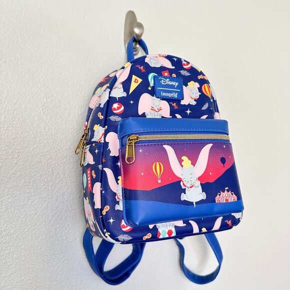 NEW Loungefly Disney Dumbo The Elephant Circus Icons Mini Backpack Blue Pink main image 11